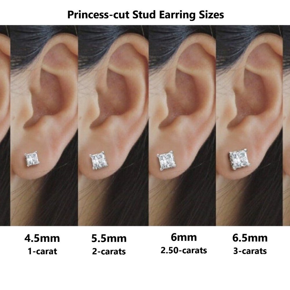 2-Carat tw GRA Certified Moissanite D VVS1 Princess Cut Stud Earrings Screwbacks - Picture 5 of 8